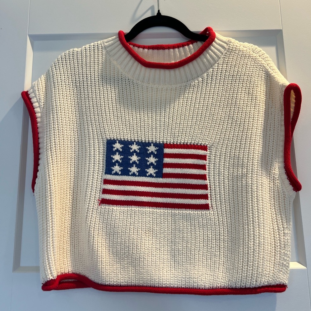 TALULAH Red, White, and Blue Knit Sweater Vest